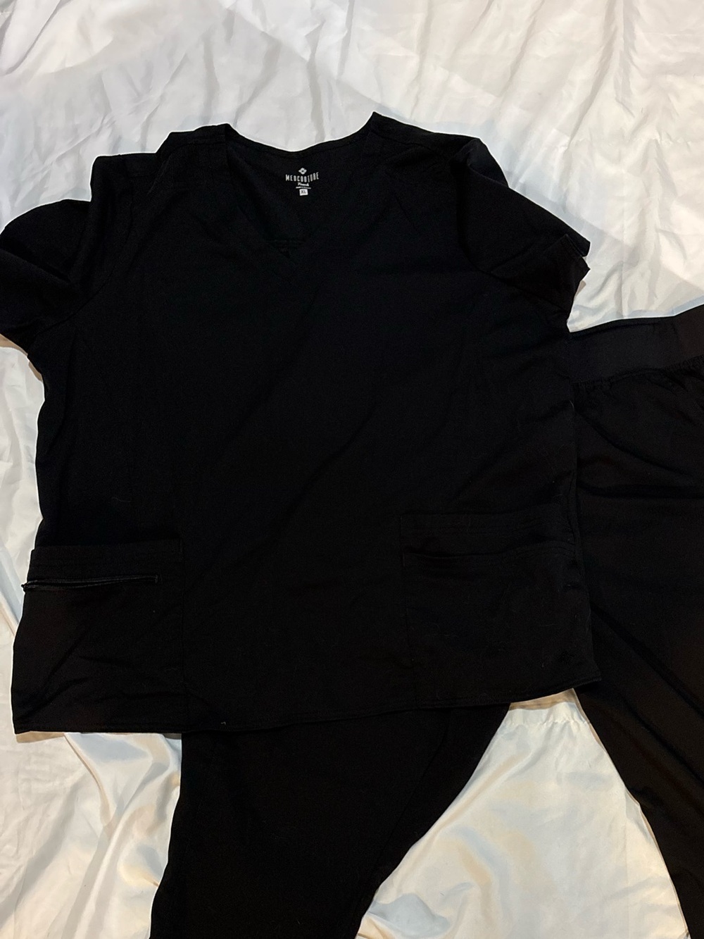 Med Couture Women's Black boot cut Scrub Set